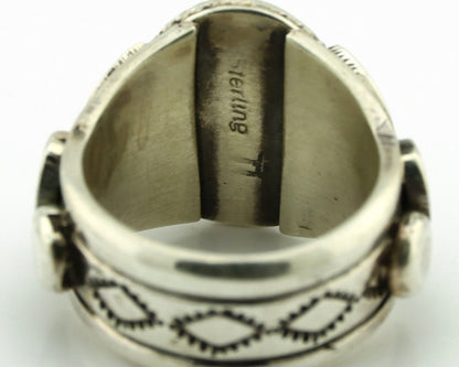 Navajo Ring 925 Silver Natural Mediterranean Coral Artist Signed Tobe Turpen C80