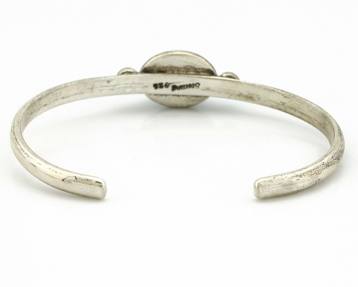 Navajo Bracelet .925 Silver Spiderweb Turquoise Native American Artist C.90's