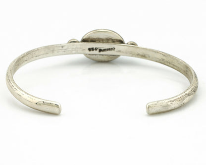 Navajo Bracelet .925 Silver Spiderweb Turquoise Native American Artist C.90's