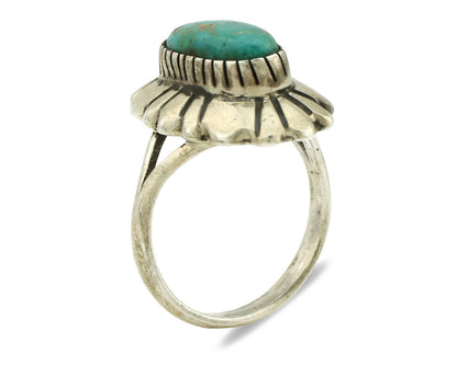 Navajo Ring .925 Silver Green Turquoise Artist Signed M Montoya C.80's