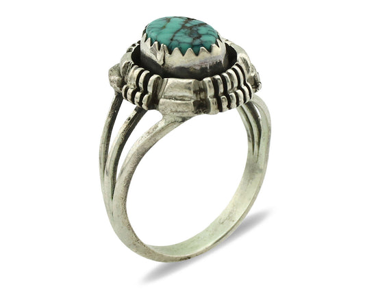 Navajo Ring .925 Silver Sleeping Beauty Turquoise Signed TLW C.80's