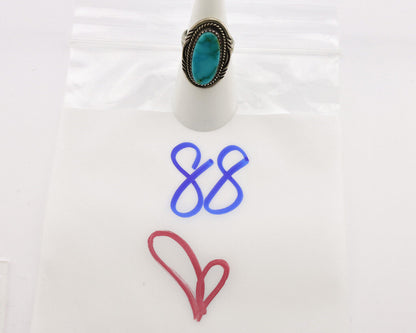 Navajo Ring .925 Silver Nevada Turquoise Native American Artist C.1980's