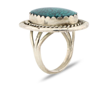 Navajo Handmade Ring .925 Silver Spiderweb Turquoise Native American Artist C80s