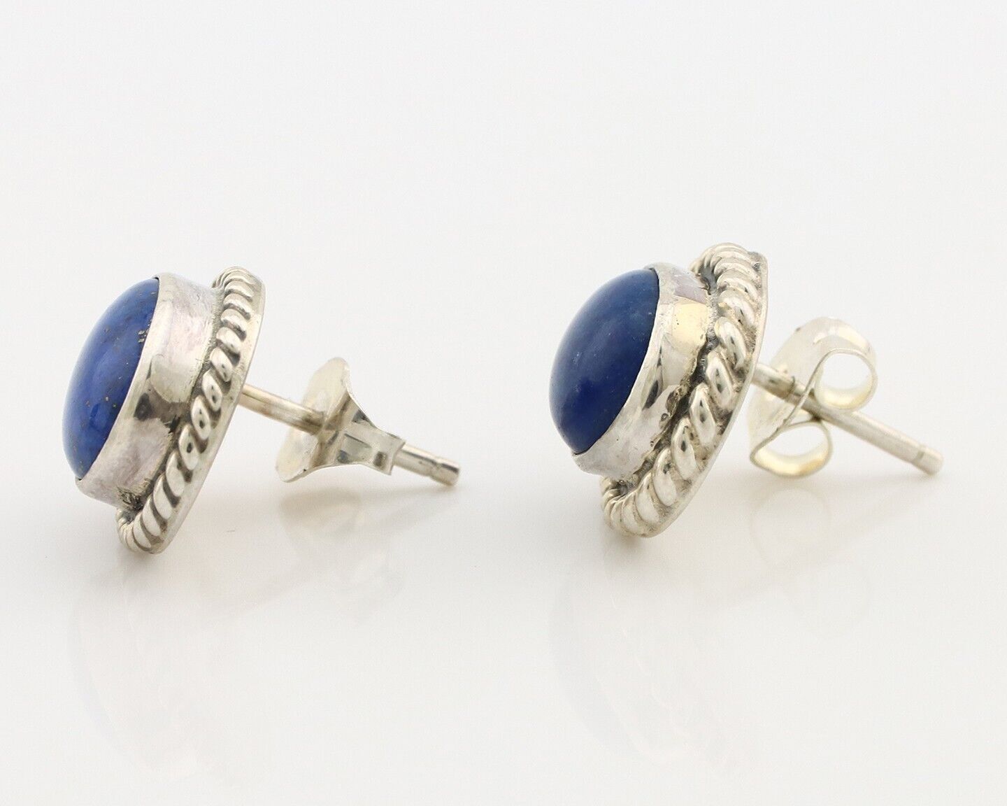 Navajo Earrings 925 Silver Natural Mined Lapis Native American Artist C80s