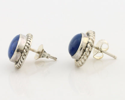 Navajo Earrings 925 Silver Natural Mined Lapis Native American Artist C80s