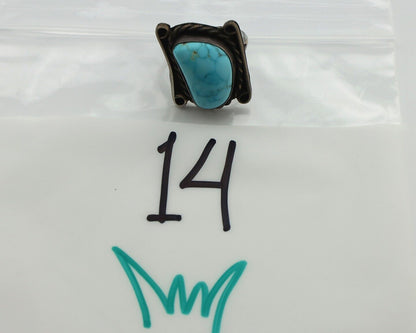 Navajo Ring 925 Silver Blue Spiderweb Turquoise Native American Artist C.80's