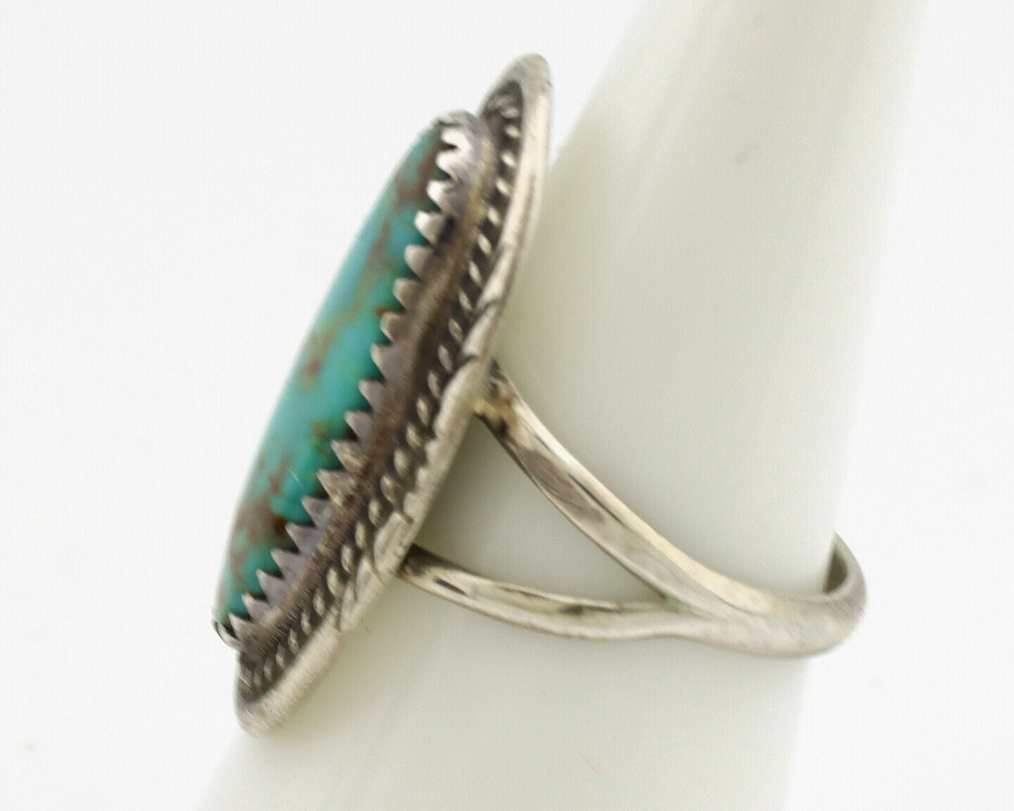 Navajo Ring .925 Silver Nevada Turquoise Native American Artist C.1980's