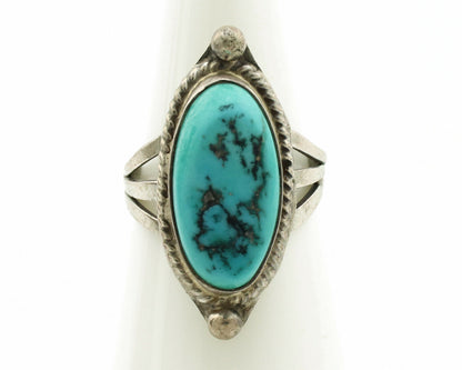 Navajo Ring .925 Silver Blue Turquoise Artist Signed S King C.1980's