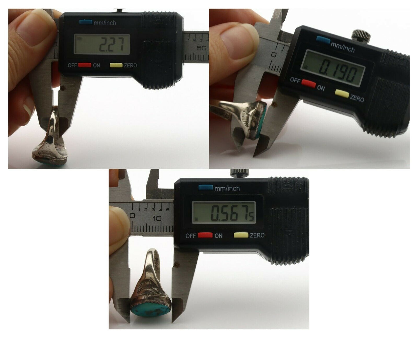 Zuni Ring .925 Silver Natural Blue Turquoise Native American Artist C.1980's