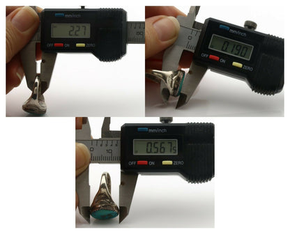 Zuni Ring .925 Silver Natural Blue Turquoise Native American Artist C.1980's