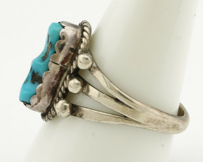 Navajo Ring .925 Silver Sleeping Beauty Turquoise Native Artist C.1980's