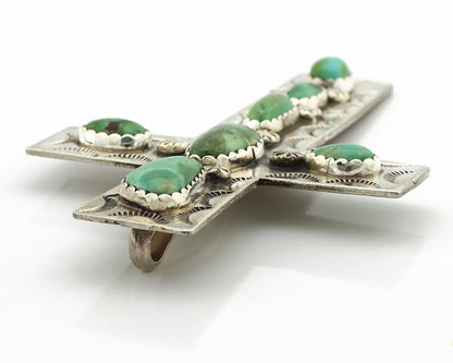 Navajo Cross Necklace 925 Silver Royston Turquoise Artist Signed JO C.80's