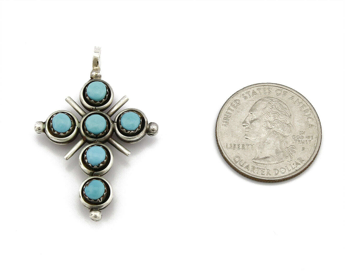 Zuni Natural Turquoise and Coral Reversible 925 Silver Handmade Pendant