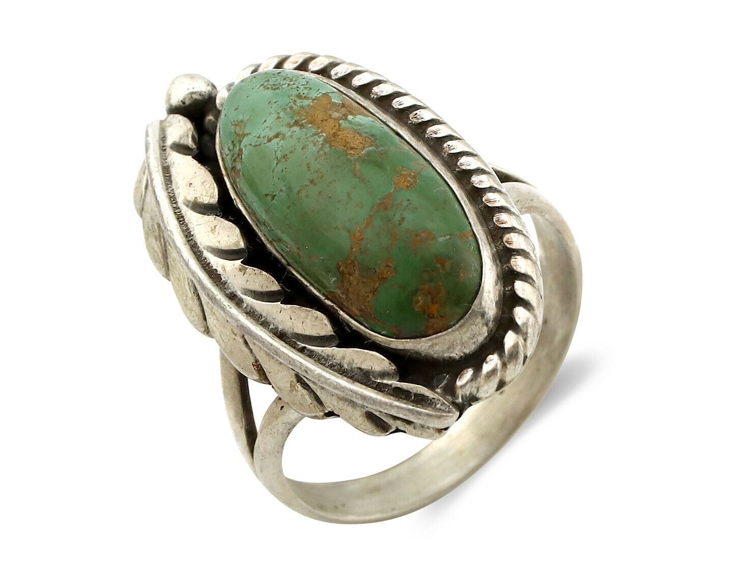 Navajo Ring .925 Silver Manassas Turquoise Signed Artist Apache C.80's