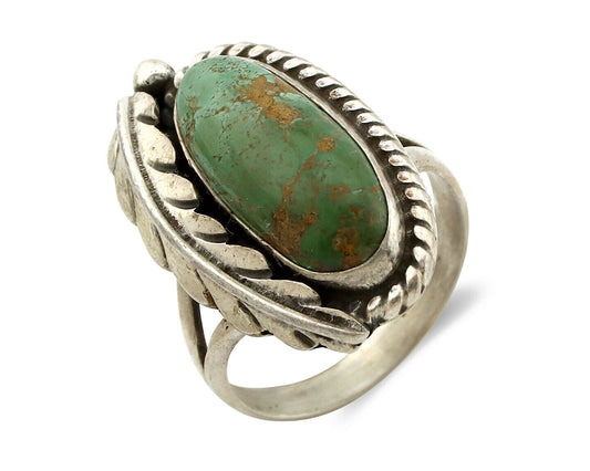 Navajo Ring .925 Silver Manassas Turquoise Signed Artist Apache C.80's