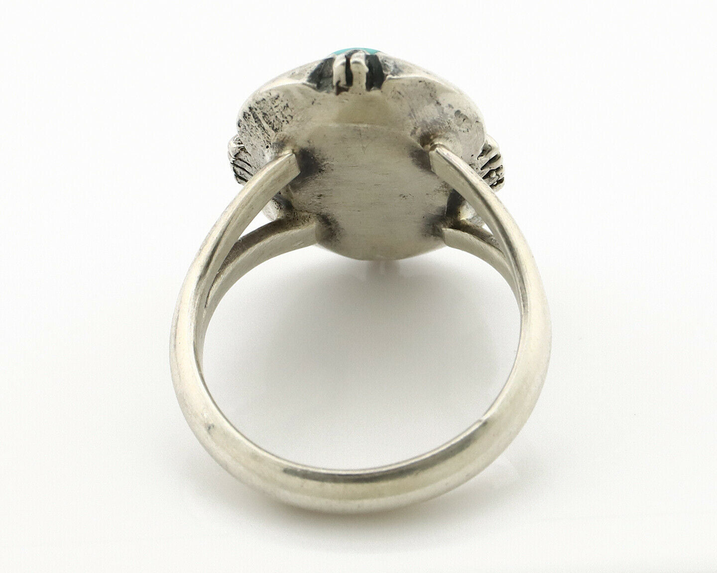 Navajo Ring .925 Silver Kingman Turquoise Handmade Native American Artist C.80's