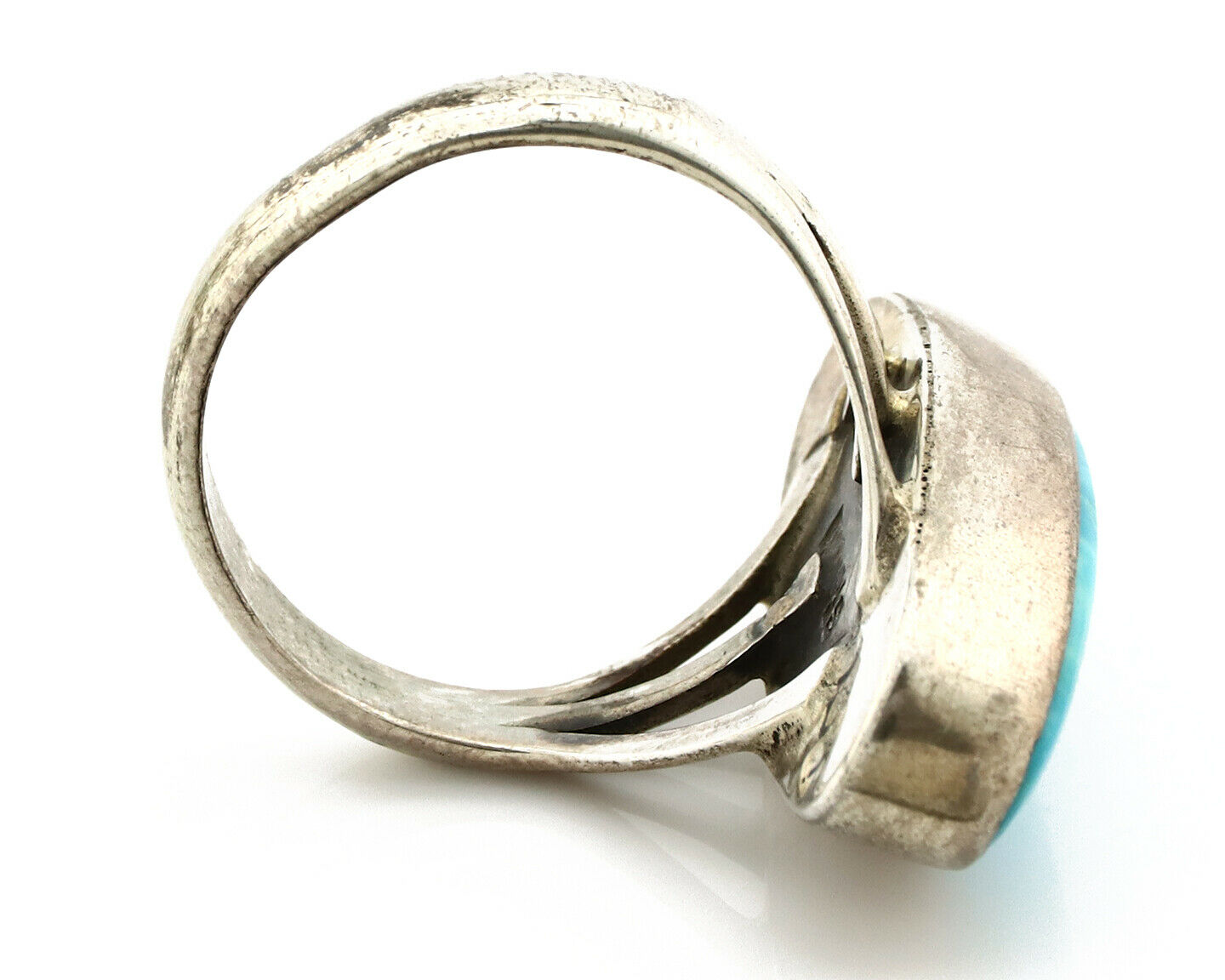 Navajo Ring .925 Silver Arizona Turquoise Native American Artist C80s