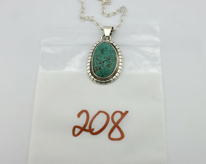 Navajo Pendant .925 Silver Spiderweb Turquoise Native American C.80's