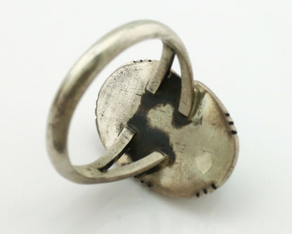 Navajo Ring .925 Silver Kingman Turquoise Native American Artist C.1980's
