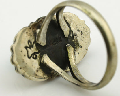 Navajo Ring .925 Silver Green Turquoise Signed M Montoya C.80's