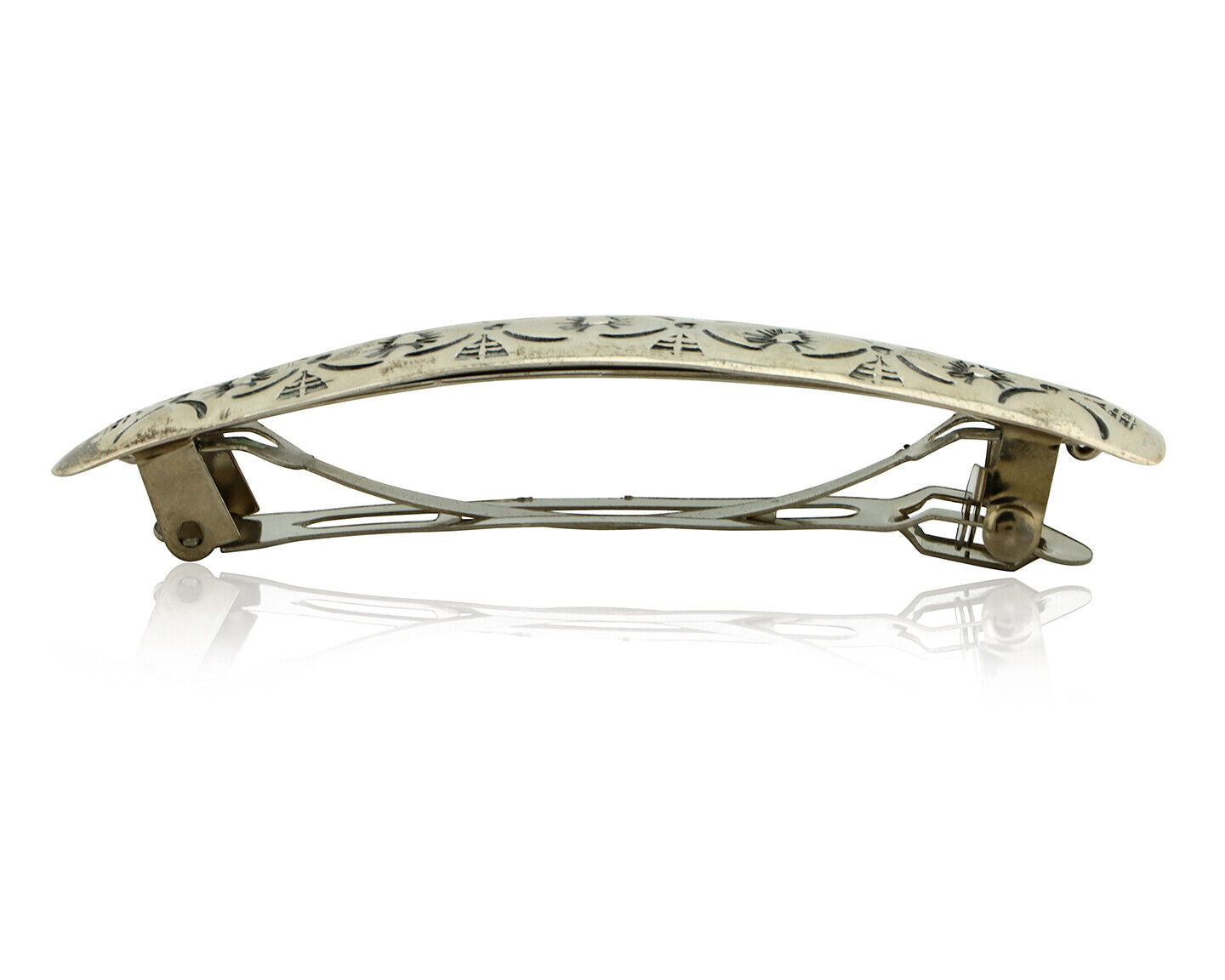 Women's Navajo Hair Clip Barrette .925 Silver Hand Stamped Artist C Montoya C80s