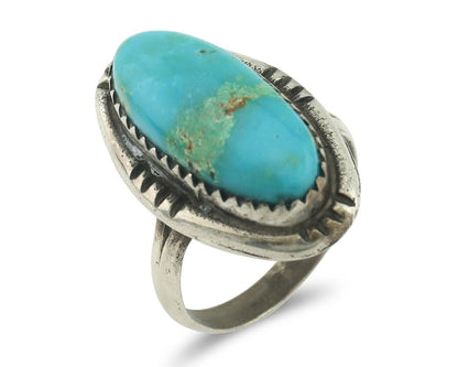 Navajo Ring .925 Silver Natural Blue Turquoise Native American Artist C.80's