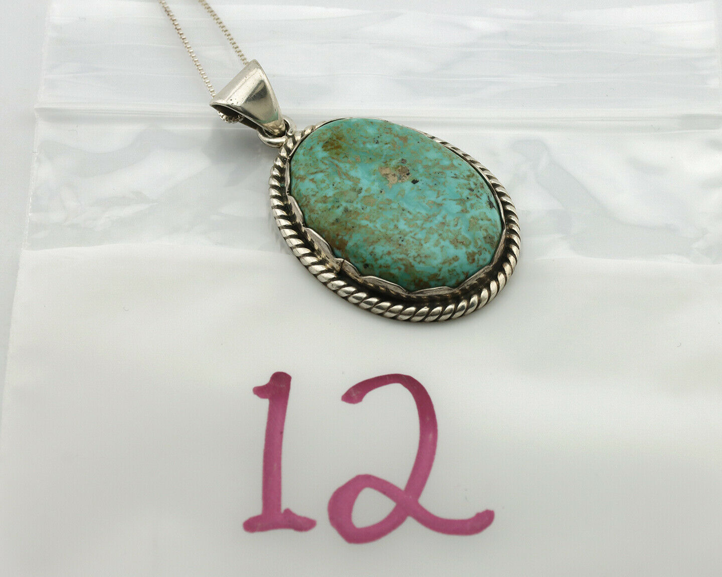 Navajo Handmade Pendant Necklace .925 Silver Artist Signed Sunrise C.80's