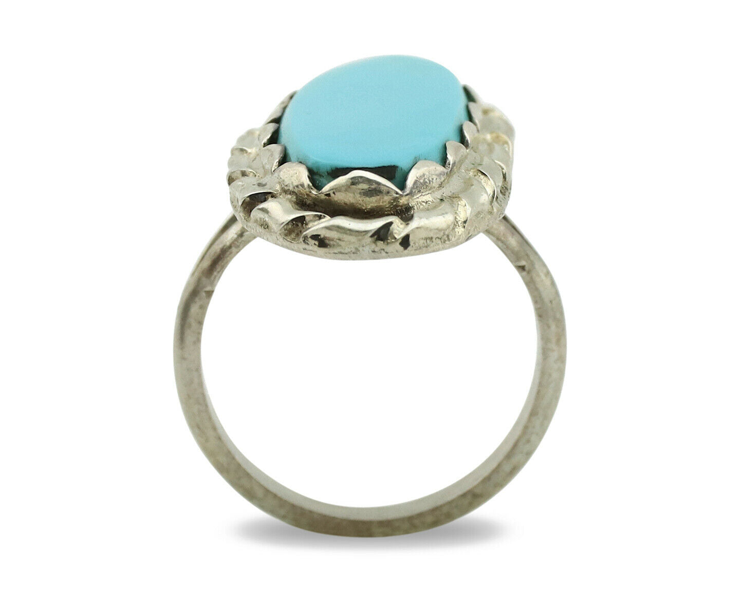Navajo Ring .925 Silver Blue Turquoise Native American Artist C.1980's