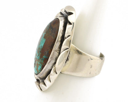 Navajo Ring 925 Silver Kingman Turquoise Native Artist Signed C Montoya C.80's
