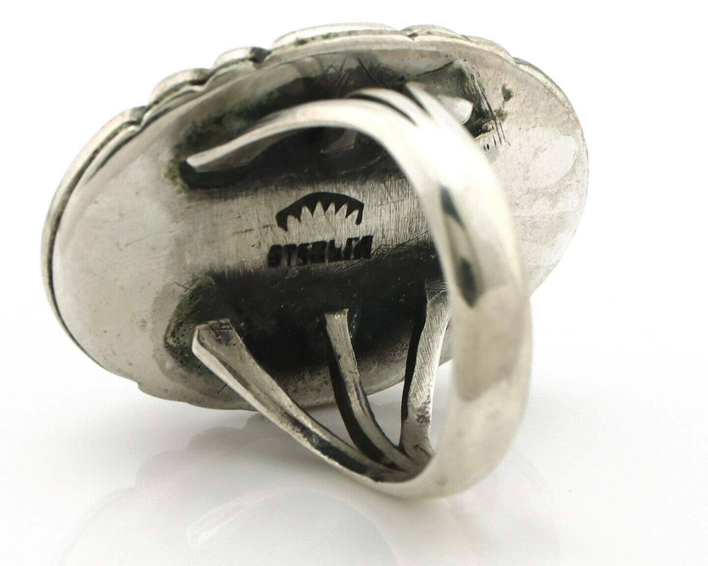 Navajo Ring .925 Silver Turquoise Mountain Apache MFG C.80's