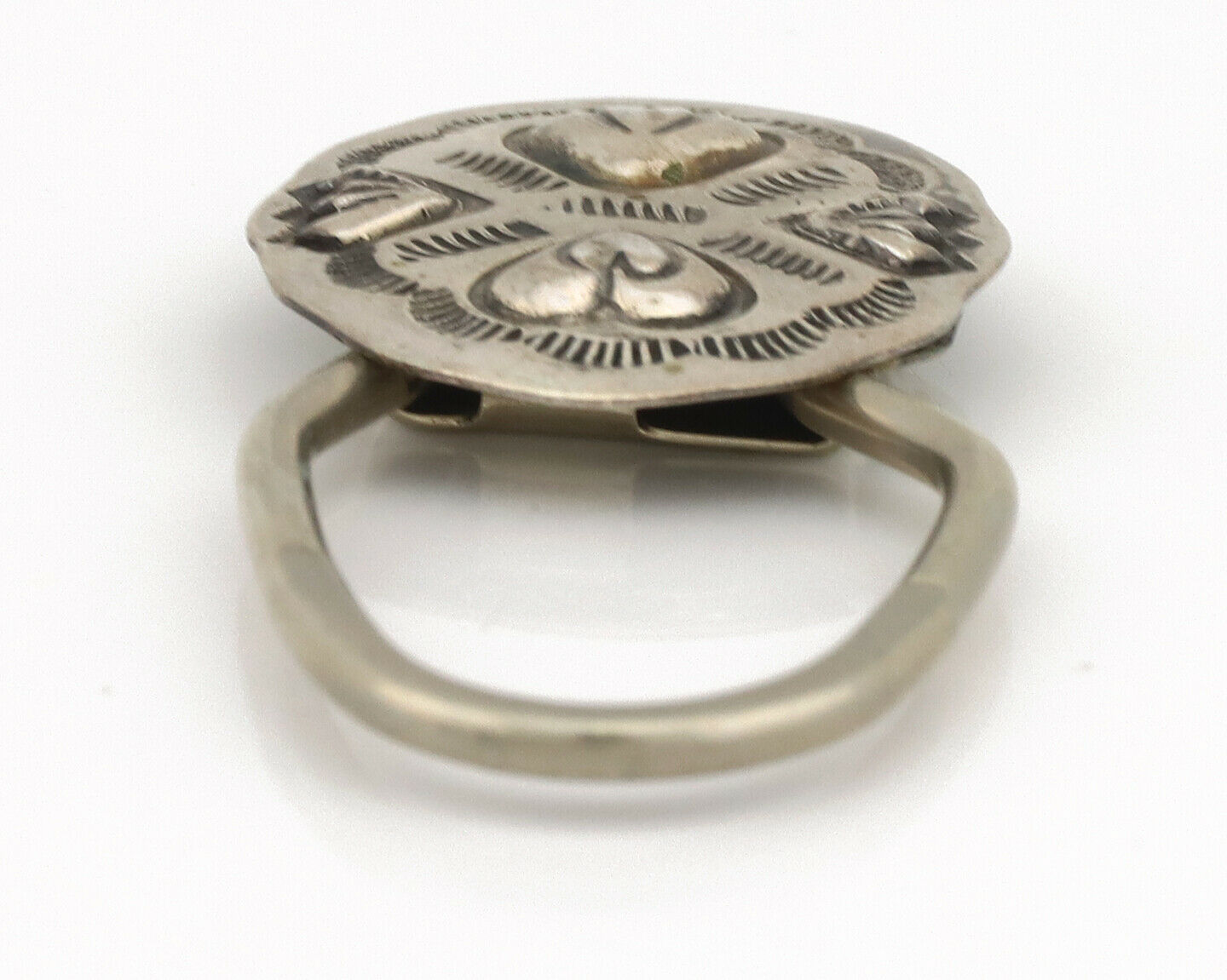 Navajo Key Chain .925 Silver Hand Stamped Native American Artist C.80s