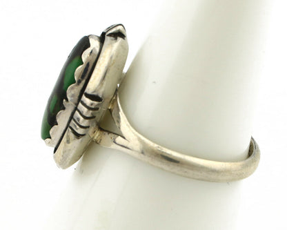 Navajo Ring 925 Silver Spiderweb Turquoise Handmade Native American Artist C80s