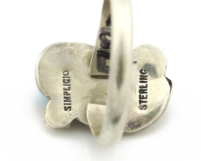 Zuni Ring 925 Silver Natural Mined Blue Turquoise Artist Signed Simplicio C.80's
