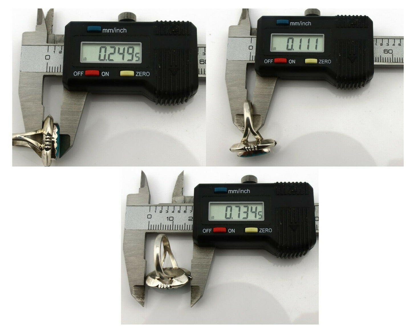 Navajo Ring .925 Silver Kingman Turquoise Handmade Native American Artist C.80's