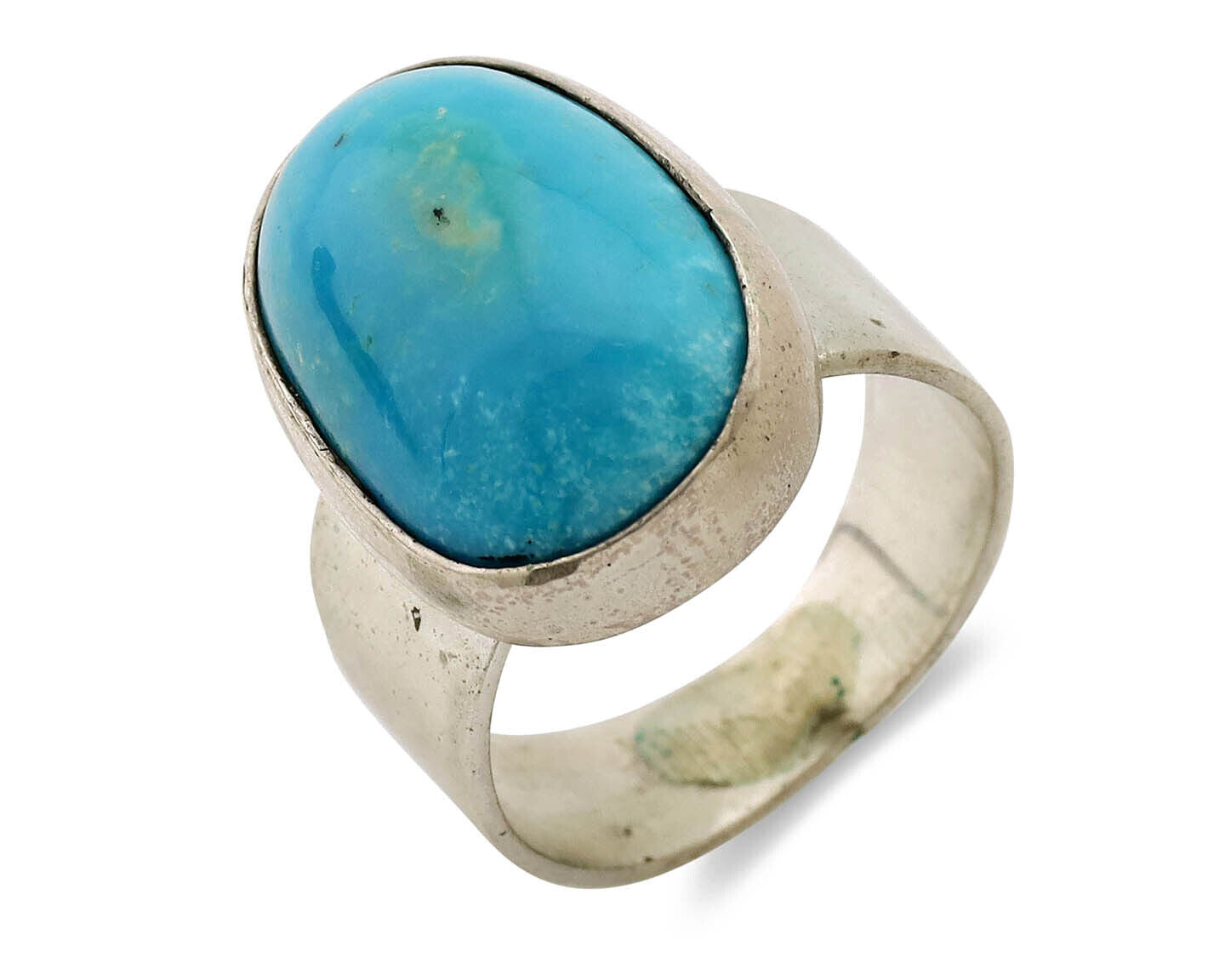 Navajo Ring .925 Silver Blue Turquoise Artist Signed C Montoya C.80's