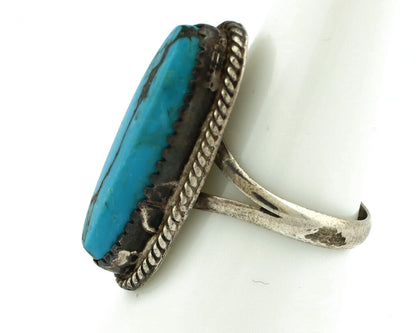 Navajo Ring .925 Silver Morenci Turquoise Native American Artist C.80's