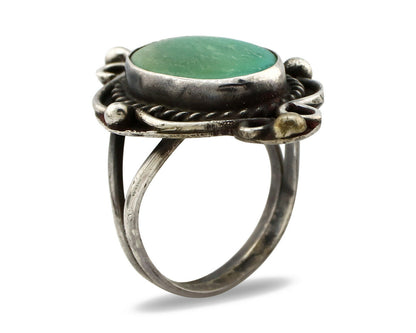 Navajo Ring .925 Silver Kingman Turquoise Native American Artist C.80's