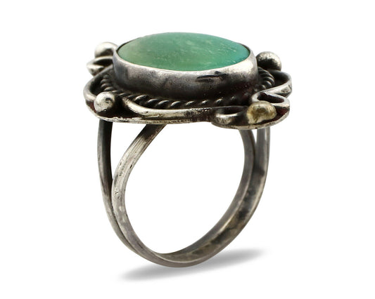 Navajo Ring .925 Silver Kingman Turquoise Native American Artist C.80's