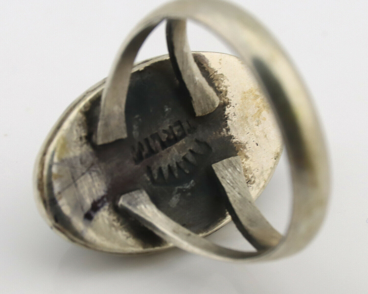 Navajo Ring .925 Silver Natural Mined Turquoise Native Artist Signed C.80's