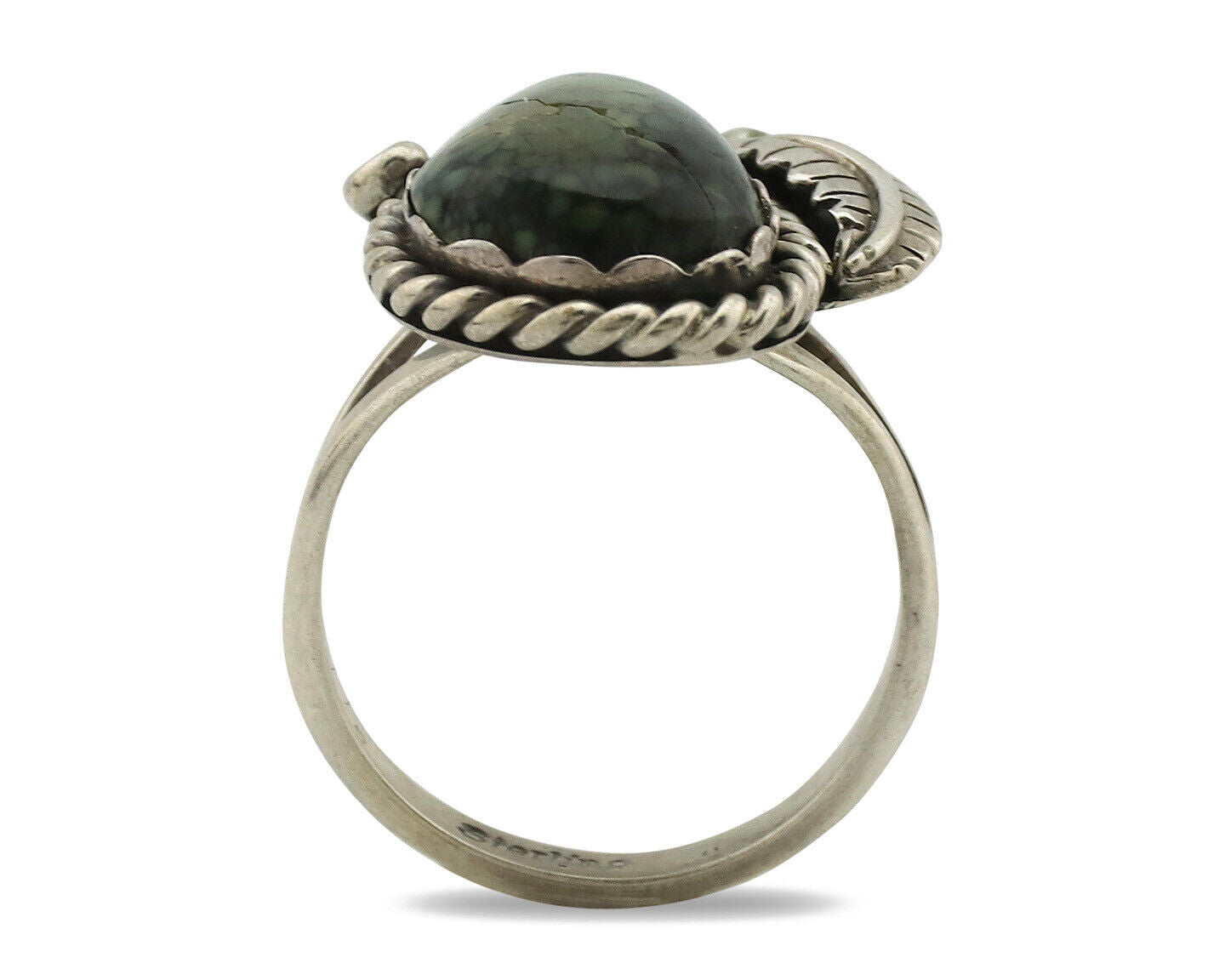 Navajo Ring .925 Silver Green Turquoise Handmade Native American Artist C.1980s