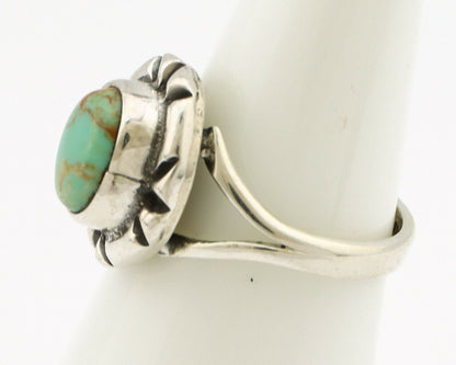Navajo Ring .925 Silver Kingman Turquoise Artist Signed Gecko C.90's