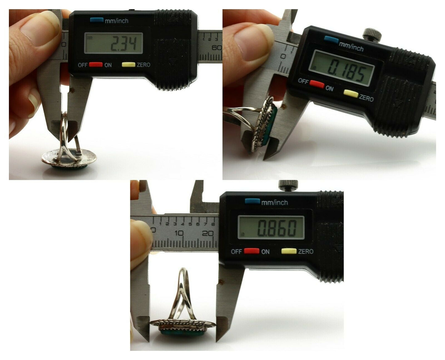 Navajo Ring .925 Silver Kingman Turquoise Native American Artist C.1980's