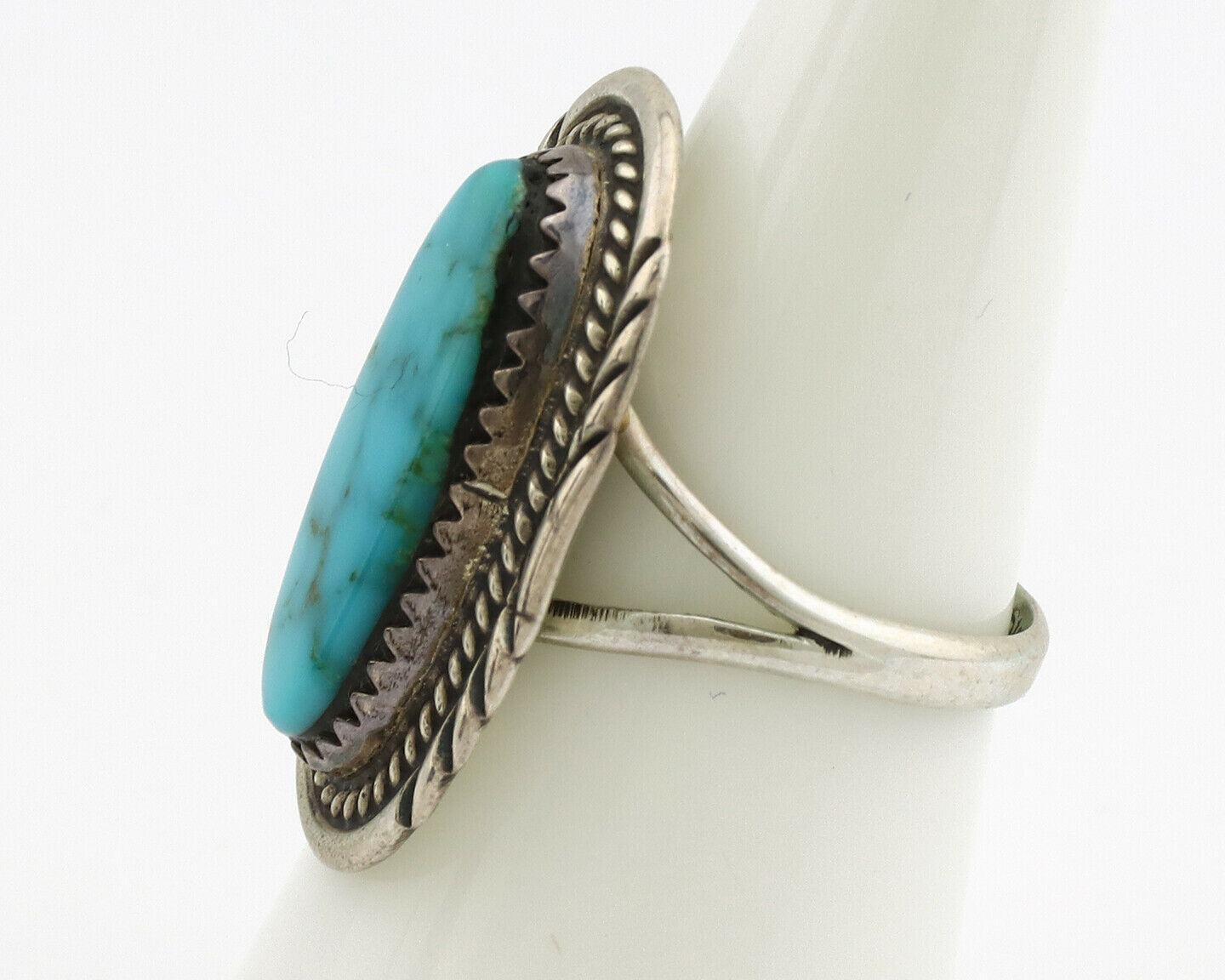 Navajo Ring .925 Silver Nevada Turquoise Native American Artist C.1980's