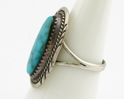 Navajo Ring .925 Silver Nevada Turquoise Native American Artist C.1980's