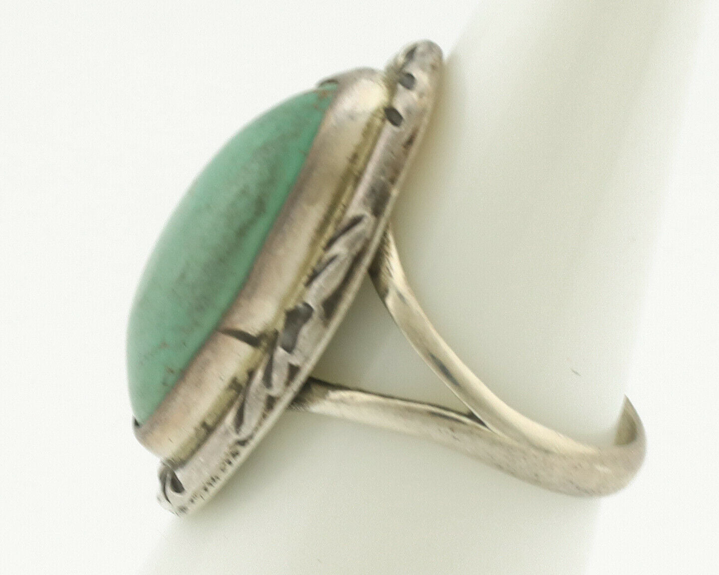 Navajo Ring .925 Silver Natural Turquoise Artist Signed Native American C.80's