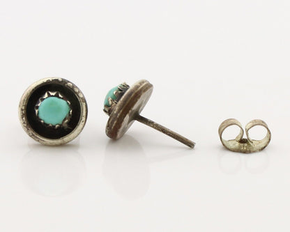 Zuni Earrings 925 Silver Natural Kingman Turquoise Native American Artist C.80's