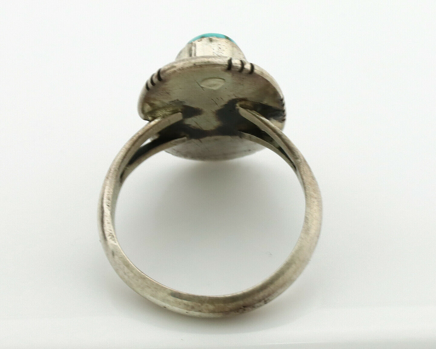 Navajo Ring .925 Silver Kingman Turquoise Native American Artist C.1980's