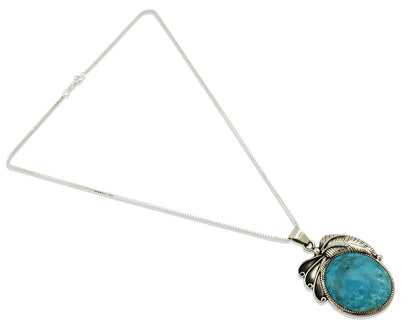 Navajo Necklace .925 Silver Kingman Turquoise Signed WP C.1980's