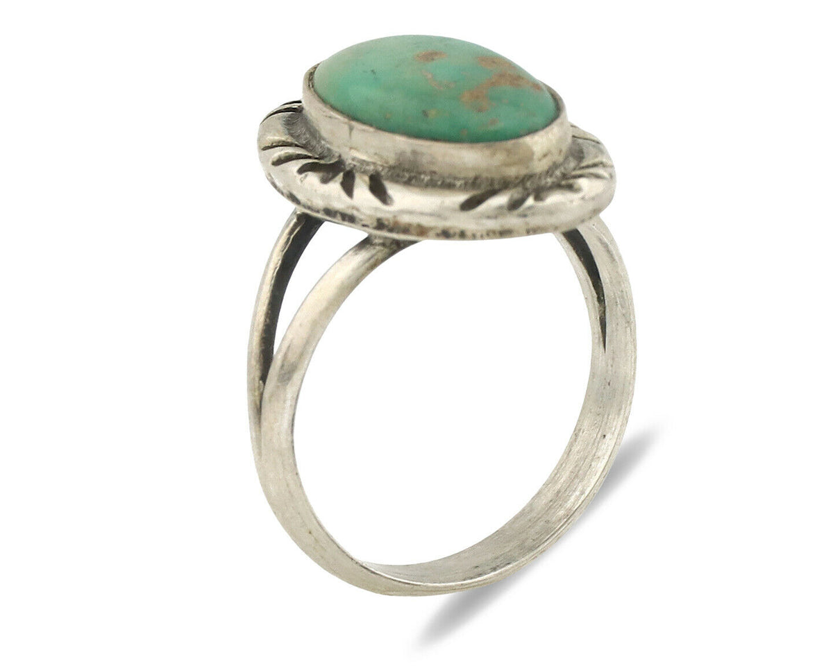 Navajo Ring .925 Silver Natural Mined Turquoise Native Artist Signed C.80's