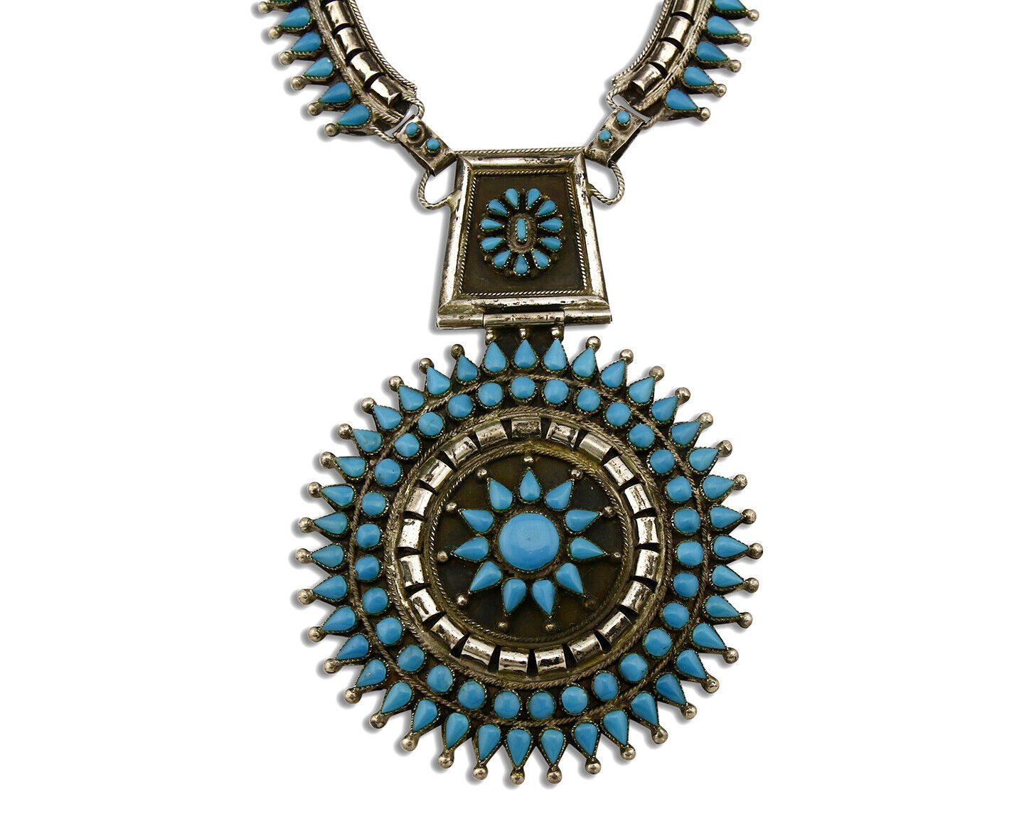 Women's Navajo Necklace .925 Silver Natural Mined Turquoise Handmade Old Pawn